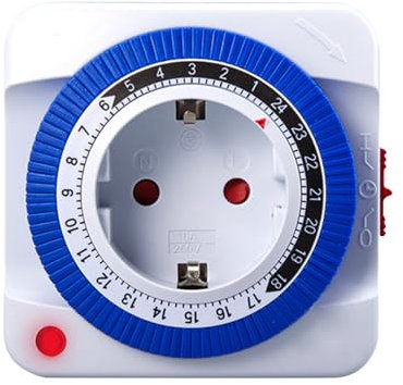 Jadeshay Presa Temporizzata,Programmatore Timer 24 Ore 96 Segmenti di Commutazione Regolabile Timer Meccanico 16A con Spina Schuko per Luci Lampade e Elettrodomestici