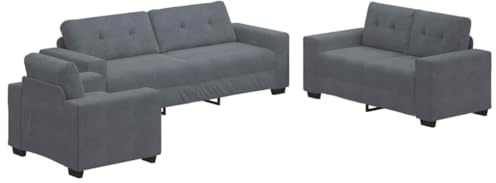 vidaXL Ensemble de Canapés 3 pcs Gris foncé 221 x 80 x 80 cm Velours, Mobilier Moderne abordable, Ensemble de canapés en Velours, Fauteuil Ergonomique, assises durables pour Le Salon