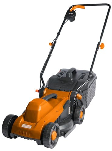 Electric Lawnmower 1200W Powerful Motor - 320mm Cutting Width - 3 Cutting Heights 25mm to 65mm - Ergonomic Folding Handle - 30L Collection Bag - Compact And Folding - Garden Tools