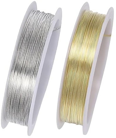 2 Pièces Fil de Cuivre, Fil pour Bijoux Perles, 0,2mm Artisanat Fil de Cuivre, 2 Couleurs Fils pour Bijoux, pour Perlage et Bijoux, Art Floral et Modélisme,fil de fer souple loisir creatif
