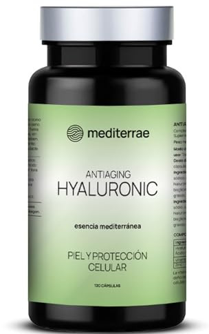 Mediterrae Ácido Hialurónico Cápsulas 120 Días | Piel Firme, Hidratación, Elasticidad y Luminosidad | Con Vitamina C + Zinc | Cápsulas Veganas y Protección Celular