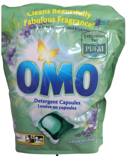PUFAI Bundle – tvättmedelskapslar vit orkidé & mint 840 g (42 st.) | färskhet och fiberskydd