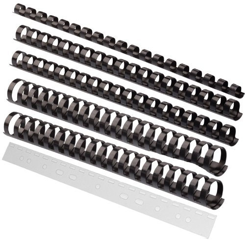 Sortiment 150 Teile/Binderücken (6-19 mm) schwarz + Abheftstreifen