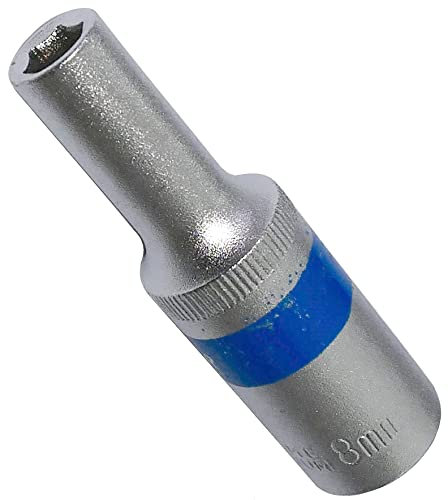 AERZETIX - C54429 - Steckschlüssel Einsatz - Nuss 6 Kant - 1/2 8mm - tief - 77mm - lange professionelle hochwertige erweitert - Stahl CrV