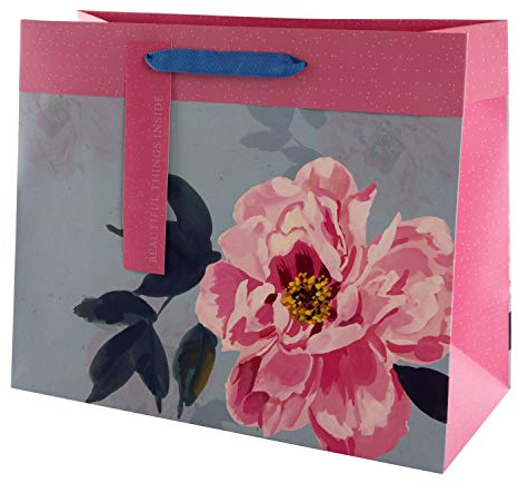 Hallmark Multi-Occasion Gift Bag - Elegant Pink and Blue Floral Design