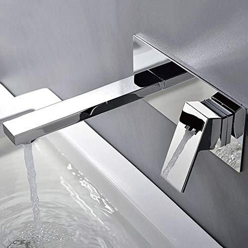 Bathroom Sink Mixer Tap with Waterfall Extra Wide Spout Single Handle Mixer Tap for Washbasin Tap Wall Mounted Chrome