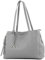 modamoda de T205 Damen Leder Schultertasche Shopper Henkeltasche handmade in Italy, Farbe:Telegrau