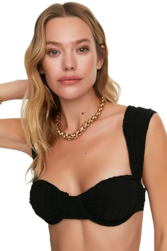 Trendyol Women Balcony Balcony Knit Bikini Top Black