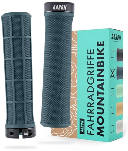 AARON Enduro MTB, Fahrradgriffe aus rutschfestem Gummi - sportliche Lenkergriffe inkl. Lock-On Ring - Griffe für Mountainbike, BMX, E-Bike in schwarz