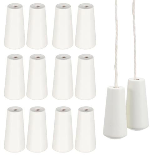DECHOUS 12Pcs Window Blind Wood Cord Pulls: White Decorative Shade Pull Cord Knobs Drops End for Home Office Window Roman Blinds or Shades Accessories