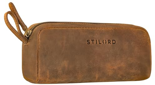 STILORD Dale Leder Federmäppchen Groß Vintage Echtleder Federmappe mit Reißverschluss Lederetui für Schule, Uni, Büro | Schlampermäppchen Etui Stifte-Mäppchen Farbe:Colorado - braun