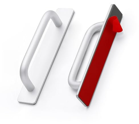 KOVOSCH 2 Stück Selbstklebende Schrankgriffe, Aluminium Möbelgriffe, Schrankzüge für Türen, Schubladen und Möbel (148mm, Silber)