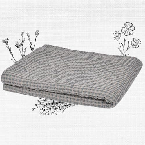 Leinen & Baumwolle Handtücher Grau - 100x150 cm Premium Gästehandtücher, Öko Oeko-Tex Zertifiziert Badetuch, ideal für Strand, Yoga, Reisen, Baden, Hamamtuch Sauna Towel, Groß Badehandtuch Duschtuch