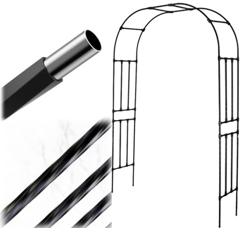 Yidelchon Arche De Jardin Treillis Arqué pour Plantes Grimpantes Fleurs Herbes Légumes Fruits, Arceau À Rosiers pour Décoration De Fête De Mariage, Tonnelle Colonne De Jardin(Black,120X240cm(WXH))