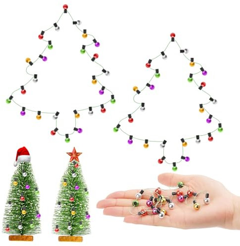 VZXQX 2 Piezas Accesorios Casa de Muñecas Miniaturas, 45 cm Lámpara Miniatura Luces de Hadas Navidad en Miniatura para Mini Árbol de Navidad, Puerta Elfo, Decoración de Jardín en Miniatura