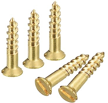 QUARKZMAN Viti per Legno in Ottone, 30Pz M2 X 10mm Testa Piatta Autofilettanti a Taglio Dritto per Falegnameria Mobili