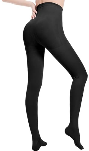 Medias de compresión médicas largas para mujer, 20-30 mmHg, medias de apoyo para hombre, opacas, pantalones de compresión clase 1, adecuados para edema varicoso, TVT (negro, L)
