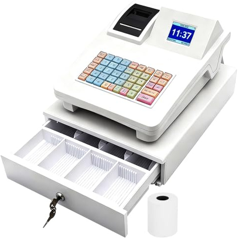 Caja registradora electrónica supermercado caja registradora sistema de caja registradora con LED restaurante caja registradora 48 teclas para pequeño cajón de efectivo para restaurantes supermercados