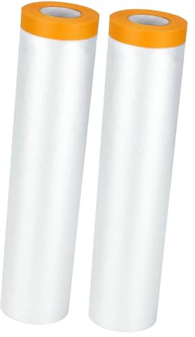 Película enmascarar con cinta de autoesteco para proyectos pintura rápida, láminas polvo plástico muebles, pisos, paredes, gabinetes y automóviles durante la cobertura renovación 6 Rolls 4mx20m
