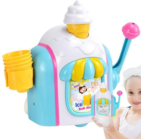 Yonuaret Máquina de Burbujas para Bañera,Fabricador de Espuma de Helado Infantil - Juguete Soplador de Burbujas para Niños Navidad Cumpleaños Diversión en Ducha y Bañera - Diversión en Baño Cumpleaños