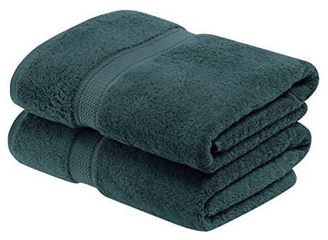 Superior - 2-teiliges Badehandtuchset aus Baumwolle, 900 Gramm, blaugrün