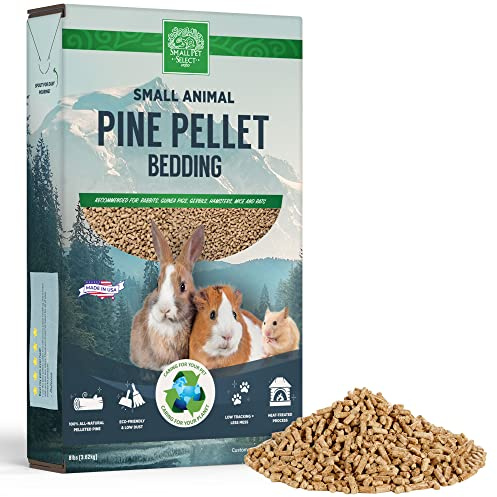 Small Pet Select Pine Pellet Bedding 8lb, Litter Pellets for Rabbit, Guinea Pig, Hamster, Bunny and other Small Animals, Made in USA, 8lb