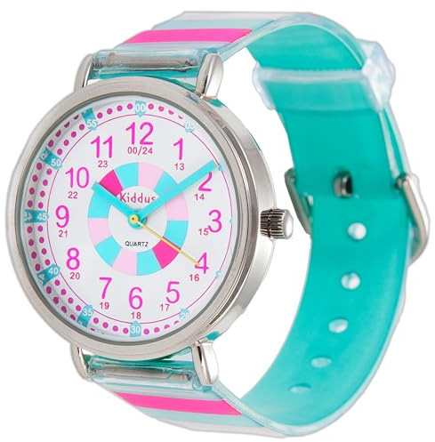 Kiddus Orologio Educativo per Bambino e Bambina dai 5 ai 10 Anni, Impermeabile 5ATM, Orologio Analogico Didattico per Imparare l'Ora, Movimento Giapponese