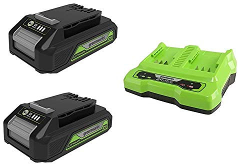 Greenworks Tools 24 V Starter Kit, 2x2 Ah Battery & Dual-slot Charger