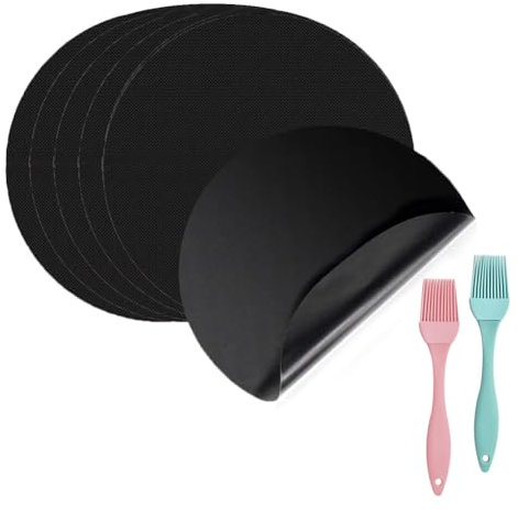 6pièce Poêle anti-adhésive Liner Tapis de cuisson cuisson Cuisine Non Stick Liner Téflon Tapis réutilisable durable résistant à la chaleur 24 cm de diamètre Tapis Outils De Cuisson À Haute Température