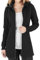 Vancavoo Fleecejacke Damen Lang Winterjacke Sweatjacke Kapuzenjacke Zip Kapuzenpullover Lose Jacken Einfarbig Sweatshirt Langen Mantel Cardigan Outwear Mit Taschen,Schwarz XL