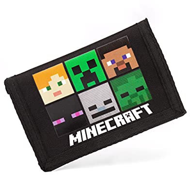 Minecraft Brieftaschen Kinderspiel Schwarzer oder grüner Kriechpflanze Geldbörse Einheitsgröße
