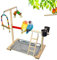 RoseFlower Parrots Bird Wooden Playstand, Birdcage Playground Play Gym Parakeet Playpen Ladder with Feeder Cup and Tray, Bird Toys Swing Exercise Toy #1