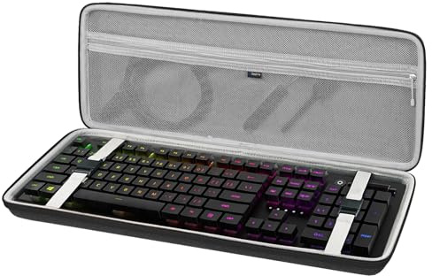 Geekria Custodia per tastiera full size, borsa da viaggio rigida per tastiera meccanica a 108 tasti compatibile con Razer BlackWidow V3, Ornata Chroma Gaming
