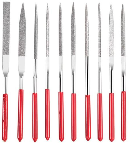 Treki 10pcs Lima diamantada con Recubrimiento Mini Limas de Diamante de Precisión Multifunción Archivos de Aguja de Diamante para Piedra Joyería Relojes Cristal Vidrio Cerámica Madera 2x100 mm
