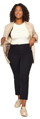 Trendyol Pantaloni da Donna a Vita Alta Sigaretta Taglie Forti, Neri, 44, Nero