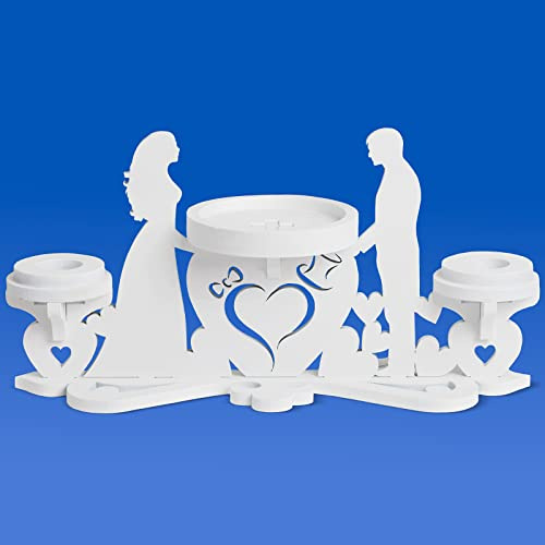 VABA Heart Unity Portacandele per candele nuziali per cerimonie, portacandela per cerimonie nuziali, centrotavola per sposi e sposi, bianco