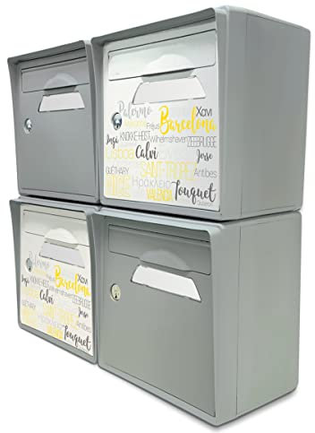 Pack de 4 boîtes aux Lettres murales - 2X on The Beach - 2X Gris Souris