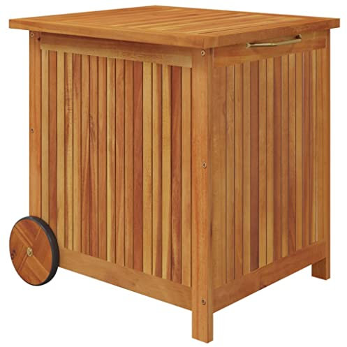 vidaXL Caja de almacenaje de jardín Ruedas Acacia Maciza 60x50x58 cm, Muebles de jardín, Muebles de jardín, Caja de Almacenamiento de Madera
