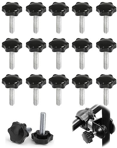 Ltsbaed Sterngriffschraube M6 x 40MM 15 Stück Schrauben Rändelschraube mit Kunststoff Griff Sterngriff Gewinde Klemmknopf Rändelschrauben Kohlenstoffstahl Schwarz für Maschine Industrie Ausrüstung