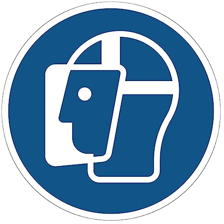Verpflichtungsaufkleber NF ISO7010 – Wasserfester und UV-beständiger Laminierter Runder Beschilderungsaufkleber – Obligatorisches Schutzvisier - Durchmesser 40 cm