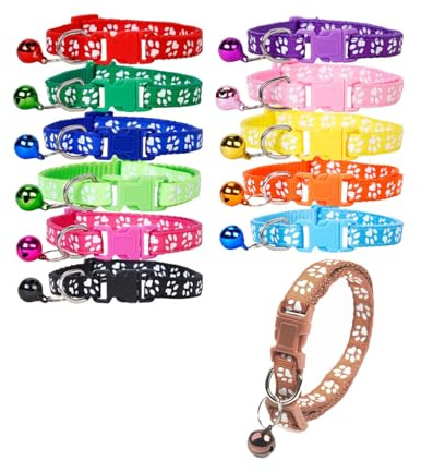 LIANRISES 12 Pièces Collier Chiot 19-31cm Collier Chat Anti étranglement Collier Chaton Collier pour Chiot Collier Chiot Reglable Et Sonnerie Boucle De Libération Rapide Sécurité