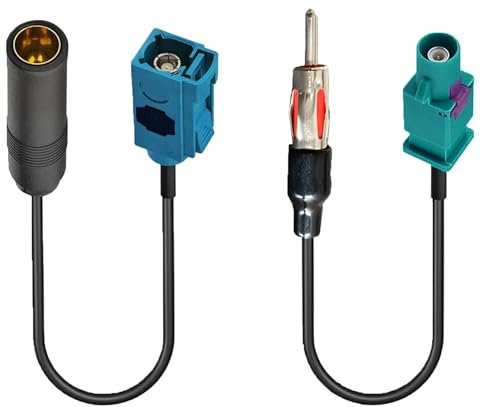 2 Pcs Universal vehículo Coche Estéreo FM Radio Antena Cable, Dab Fakra Z Macho Hembra a DIN Cable de Enchufe mástil Adaptador para Unidad Principal Audio HD Receptor Reproductor Multimedia de CD