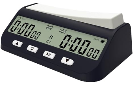 Kexpery Digital schacktimer med grundläggande fördröjning och positiv tid funktioner speltimer tävlingsspel stoppur för schackspel I-GO och kinesiskt schack (svart)