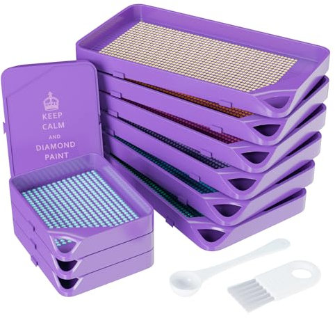 ARTDOT 10 PCS Interlocking Diamond Painting Schiffchen Set, Stackable Tablett als Diamond Painting Zubehör für Diamant Painting Bilder Erwachsene, Violett