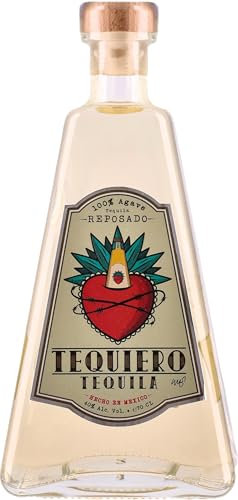 Tequiero Tequila, Reposado, 100% Agave Blu Messicana con aroma di vaniglia e note di agave cotta, frutta matura e spezie, 70 cl, Prodotto in Messico, 40% vol.