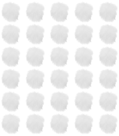 PATIKIL Pompon in Finta Pelliccia per Cappello, 30 Pz Pompon Morbidi e Soffici con Anello Elastico per Portachiavi Cappello a Maglia Sciarpe Guanti Borsa Natale, Bianco