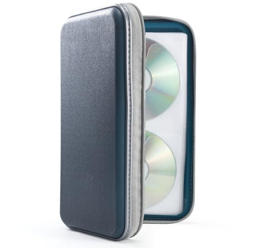 UENTIP DVSICK DVD Case, 96 Capacity Plastic CD Holder Case Portable Travel Protective Zipper DVD Case Holder For Car Storage Wallet Bag(dark blue)