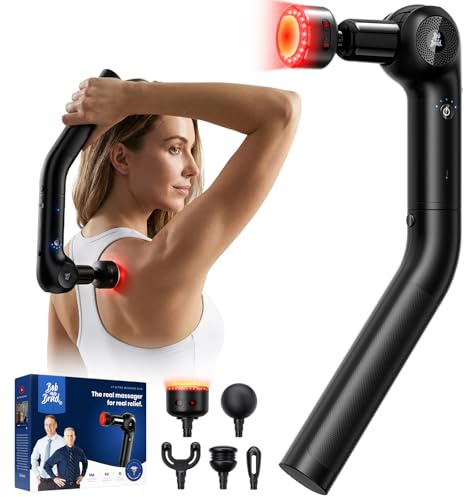 BOB AND BRAD 2-in-1 Massage Gun with Heat & Red Light Soothing L7 Ultra Massage Gun with Extension Handle &Adjustable Angles, Deep Tissue for Back Lumbar Shoulder FSA-HSA Eligible Gift for Men Women