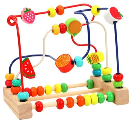 Zambuph Laberinto de Cuentas de Colores, Juguetes con Rodillos Cuentas, Juguete Educativo Circular para Madera para niños Que aprenden y protegen Sus delicadas Manos. Juguete Educativo Preescolar con