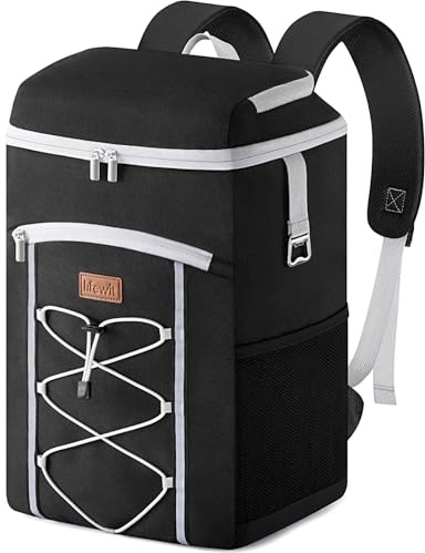 Lifewit Mochila Nevera 28L, Bolsa Termica Portatil, Impermeables Mochilas Termica Porta Alimentos pour Playa, Picnic, Camping, Viaje, Trabajo, Senderismo, Negro